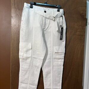 Nicole Miller NY Cargo Pants Women White Size Med Belted